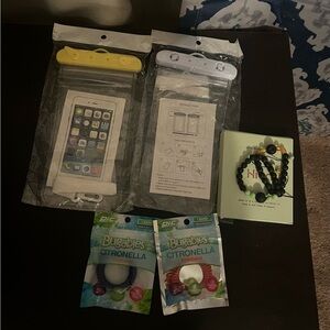Cruise Items: Waterproof Phone Pouches, Mosquito & Motion sickness bracelets NWT